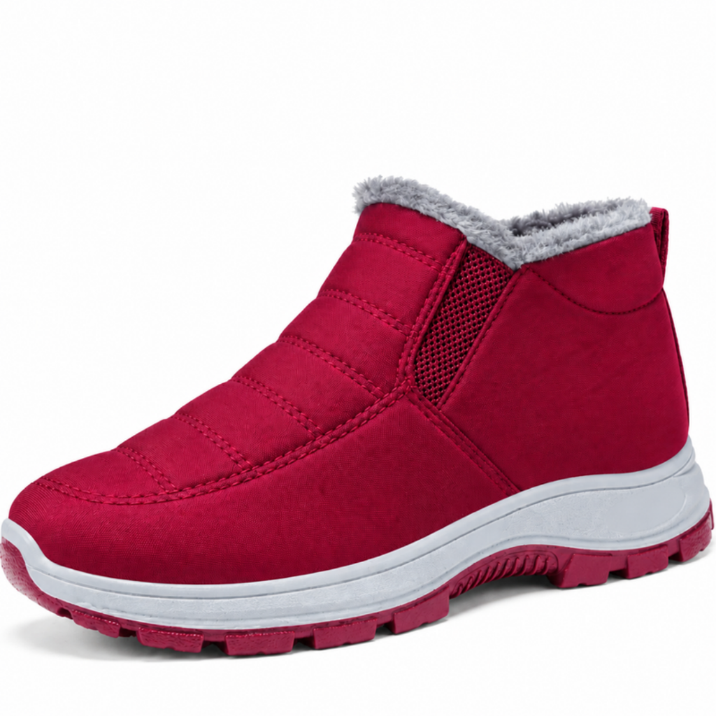 Freya Quilted Waterproof Slip-On Ankle Boots - Red