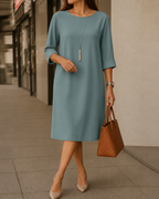 Lucille Roll-Cuff Midi Dress