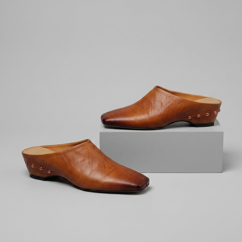 Reese Square-Toe Leather Mule