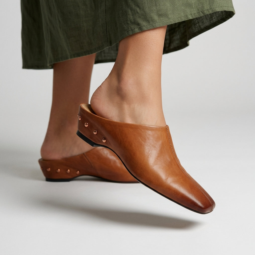 Reese Square-Toe Leather Mule