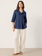 Liv Linen Asymmetric Collar Top