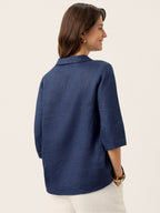Liv Linen Asymmetric Collar Top