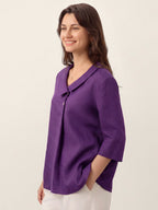 Liv Linen Asymmetric Collar Top