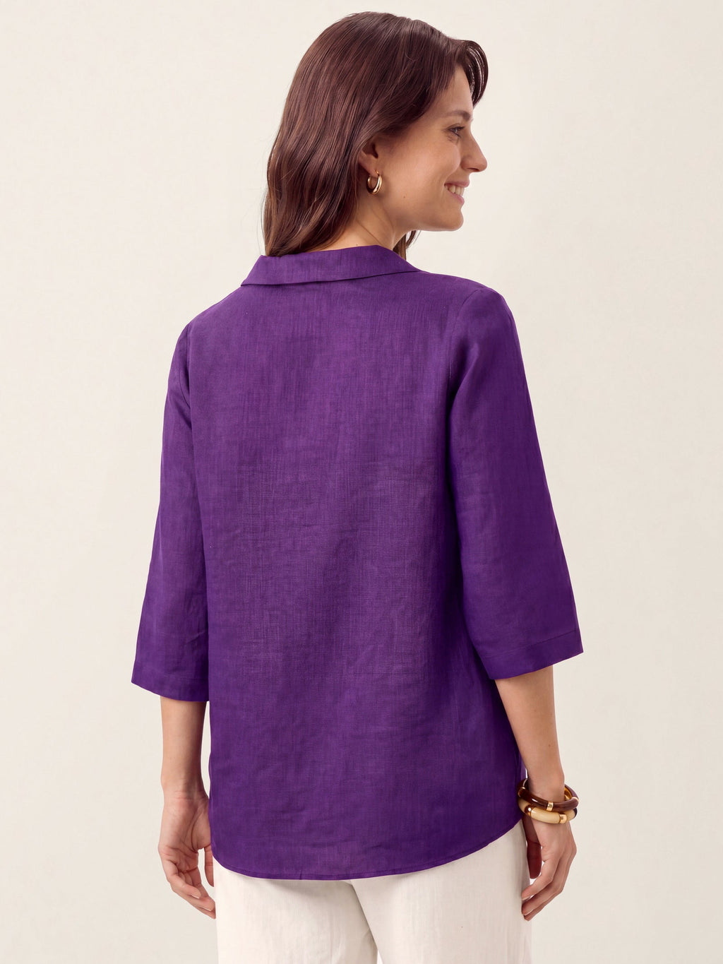 Liv Linen Asymmetric Collar Top