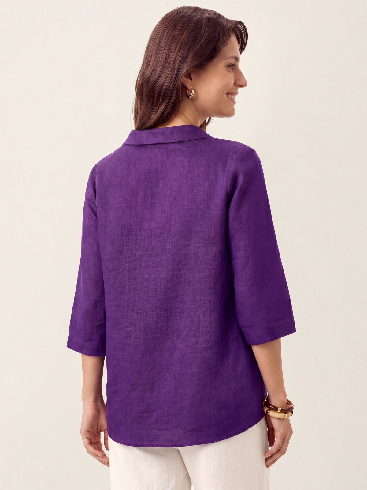 Liv Linen Asymmetric Collar Top
