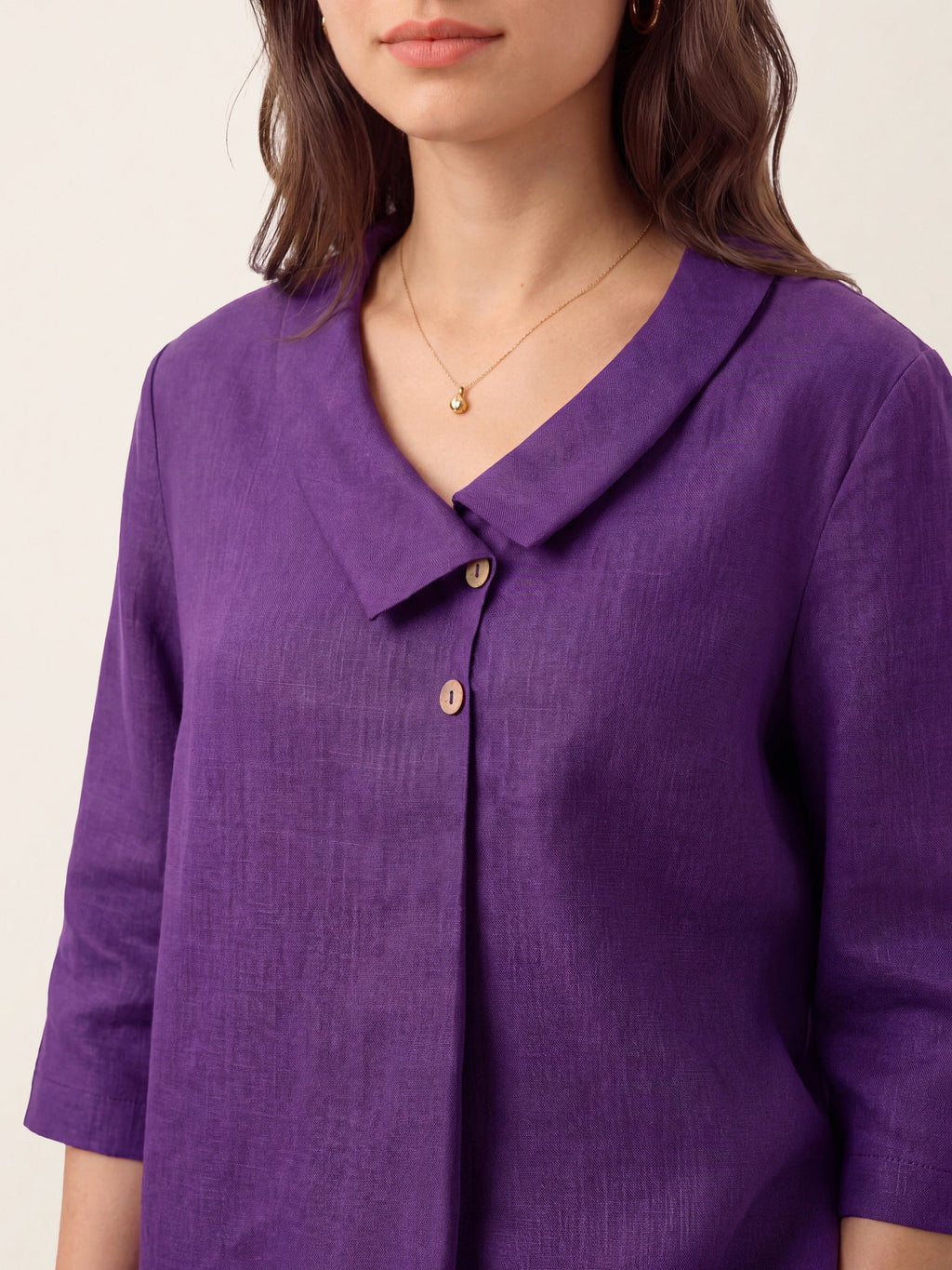 Liv Linen Asymmetric Collar Top