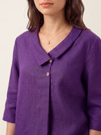Liv Linen Asymmetric Collar Top