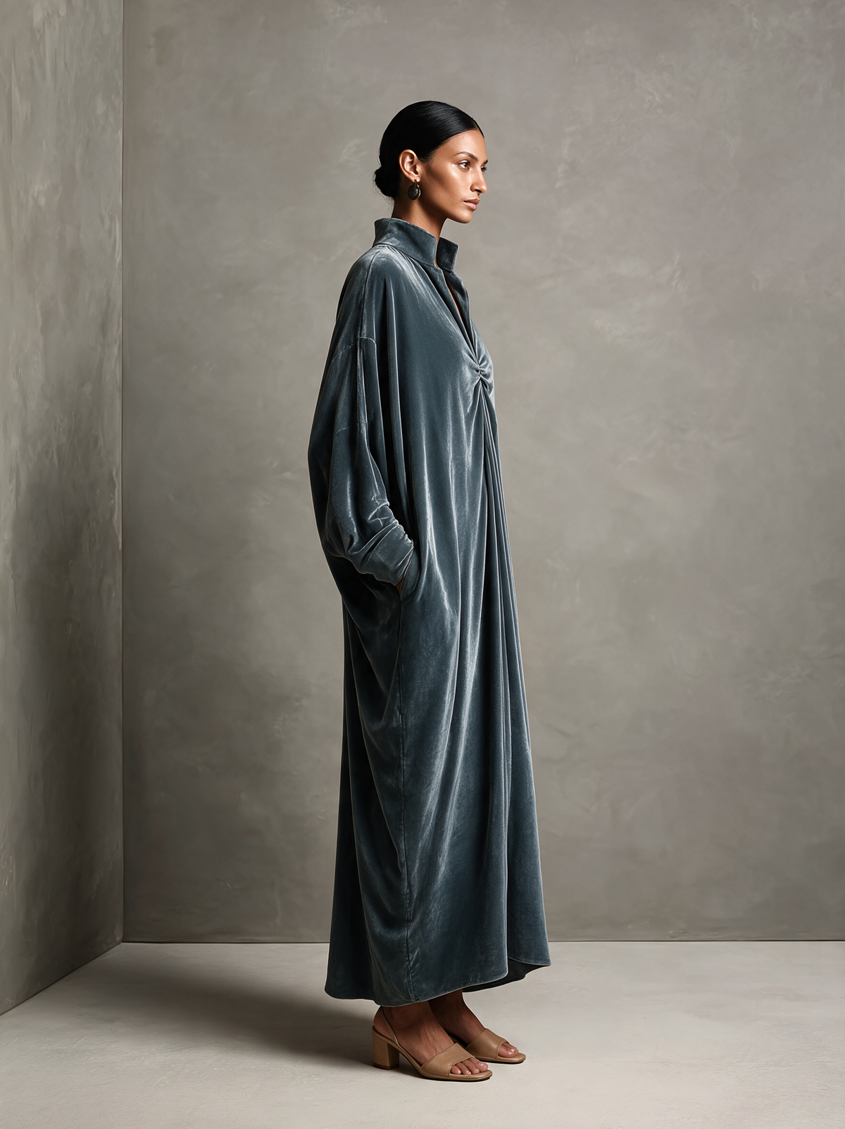 Isolde Velvet Twist-Knot Maxi Dress