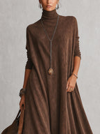Esme Suede-Feel Lace Hem Maxi Dress