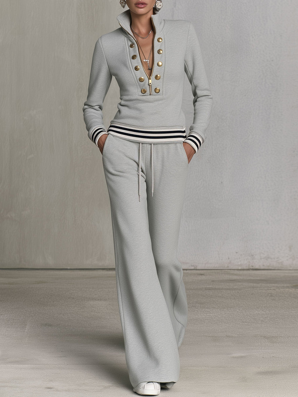 Sadie Half-Zip Sweatshirt & Wide-Leg Pants Set