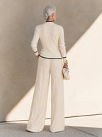 Ivy Ribbed Knit Contrast-Trim Two-Piece Set