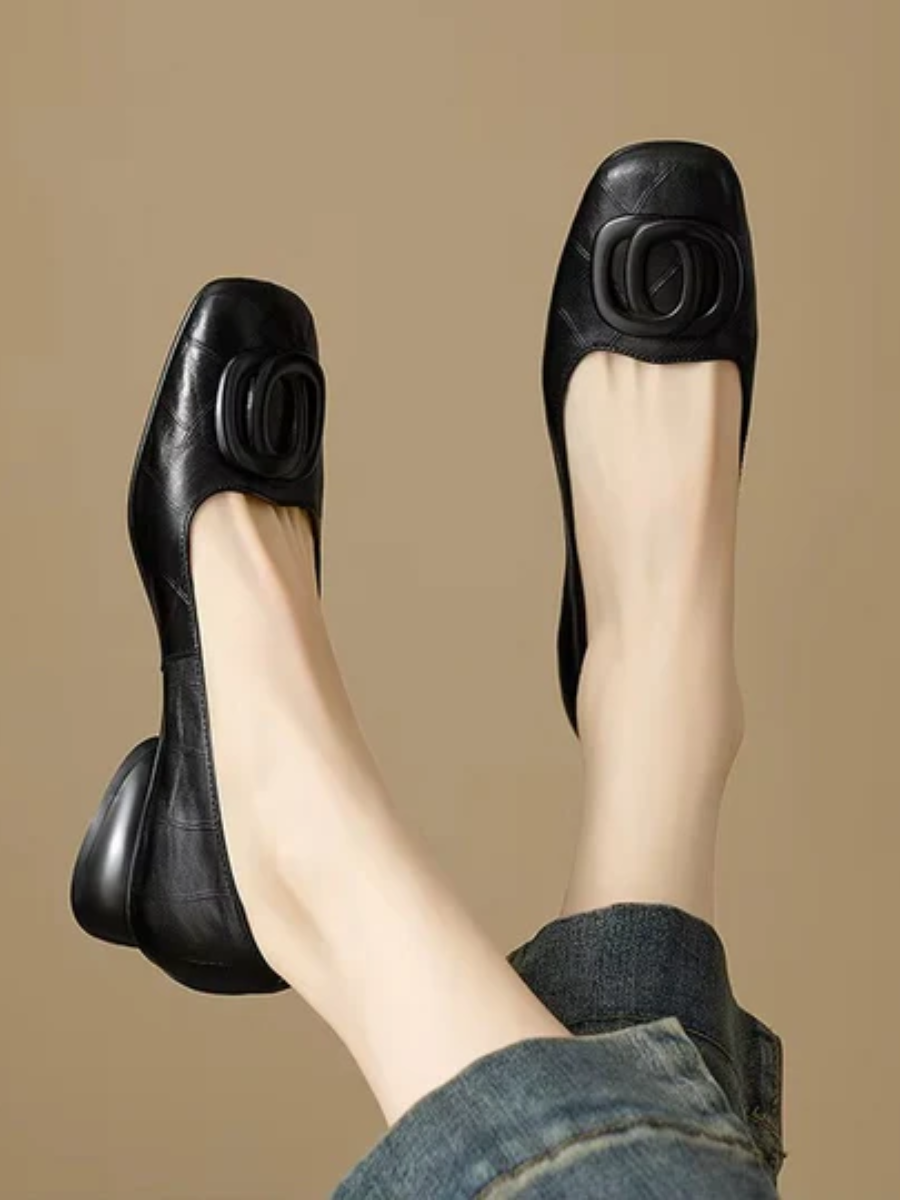 Opal Square-Toe Leather Flats