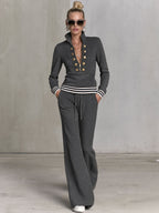 Sadie Half-Zip Sweatshirt & Wide-Leg Pants Set