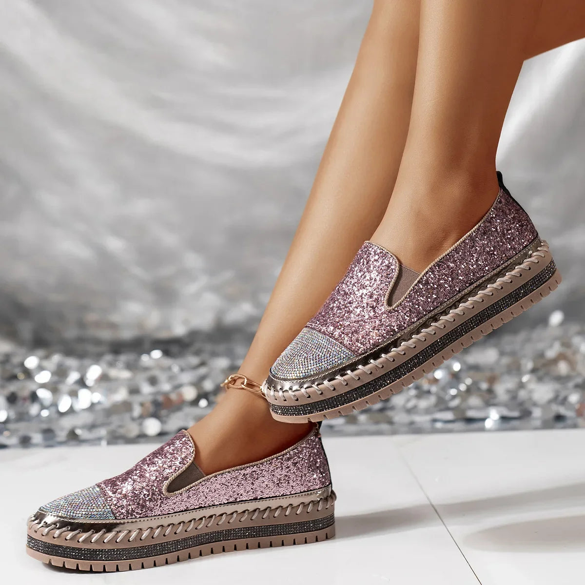 Lumi Glitter Platform Slip-On Sneakers