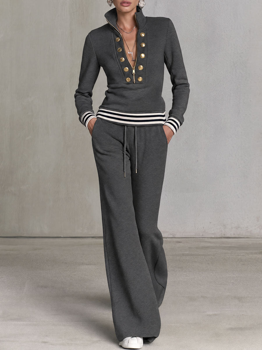 Sadie Half-Zip Sweatshirt & Wide-Leg Pants Set