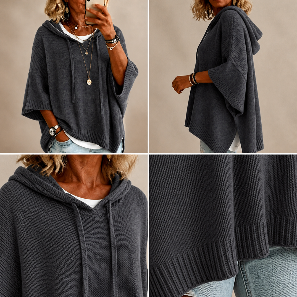Heidi Hooded Poncho Sweater