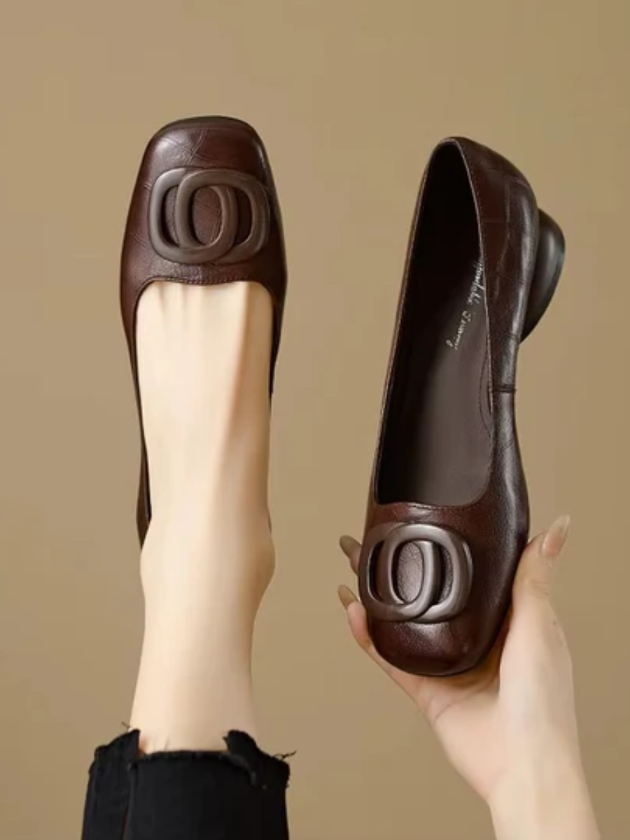Opal Square-Toe Leather Flats
