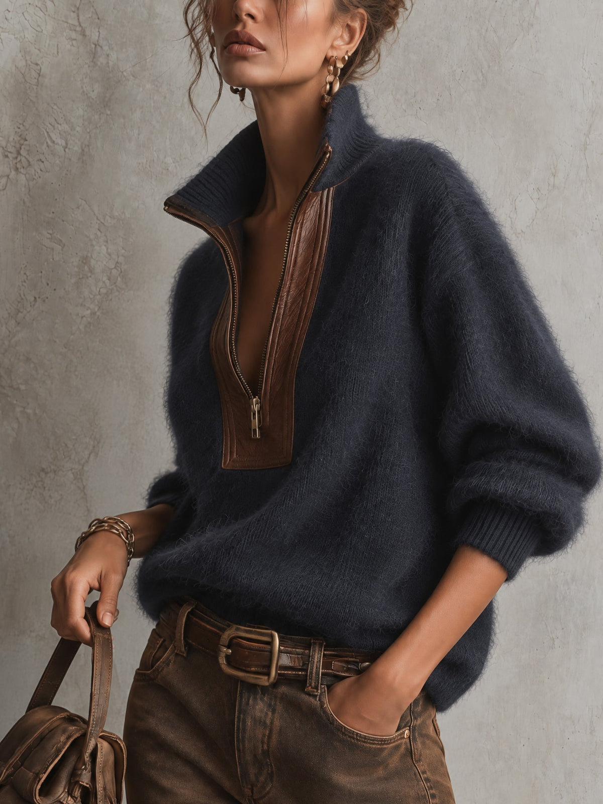 Mila Mohair Half-Zip Sweater