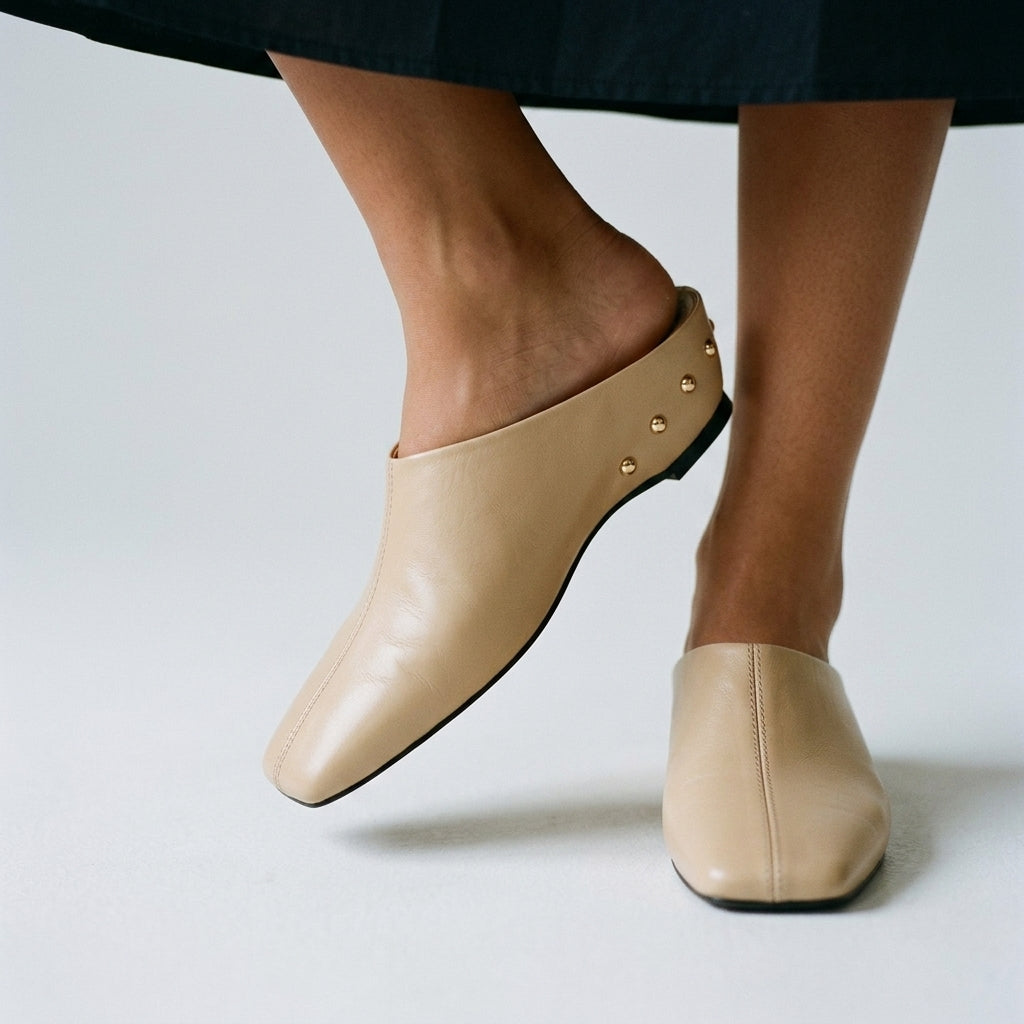 Reese Square-Toe Leather Mule