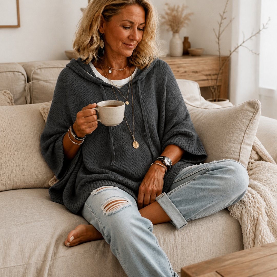 Heidi Hooded Poncho Sweater