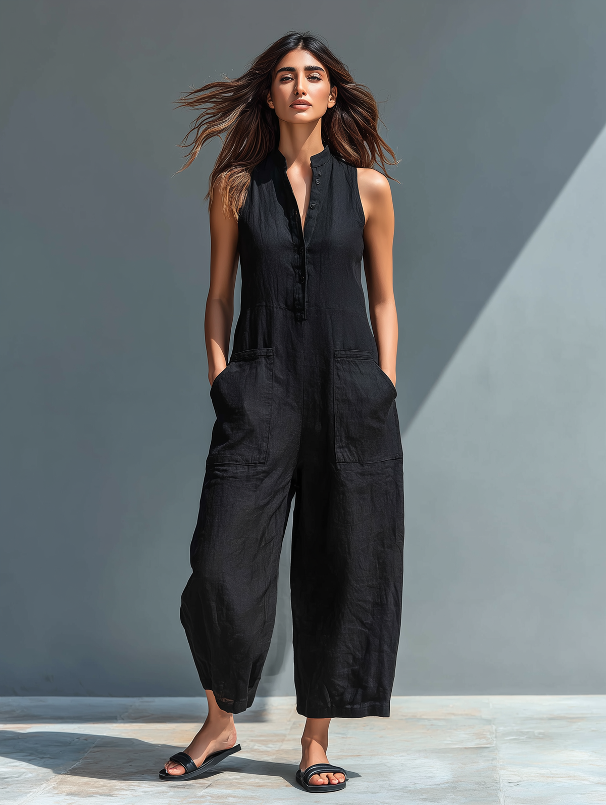 Linnea Linen-Blend Sleeveless Jumpsuit