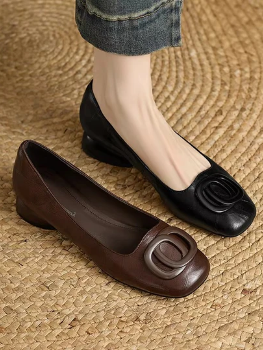 Opal Square-Toe Leather Flats
