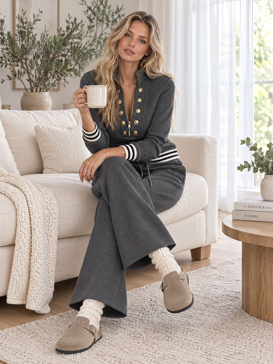 Sadie Half-Zip Sweatshirt & Wide-Leg Pants Set