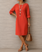 Lucille Roll-Cuff Midi Dress