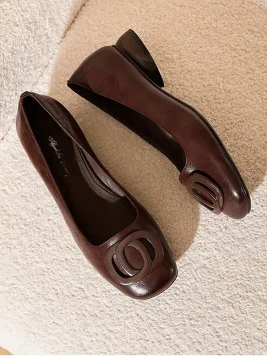 Opal Square-Toe Leather Flats
