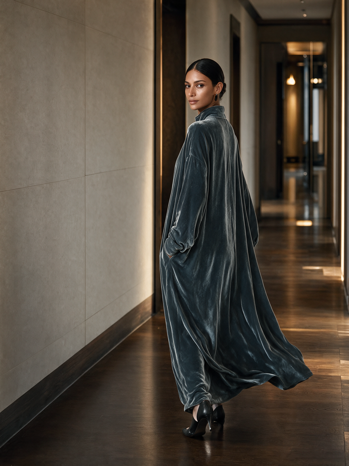 Isolde Velvet Twist-Knot Maxi Dress