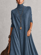 Esme Suede-Feel Lace Hem Maxi Dress