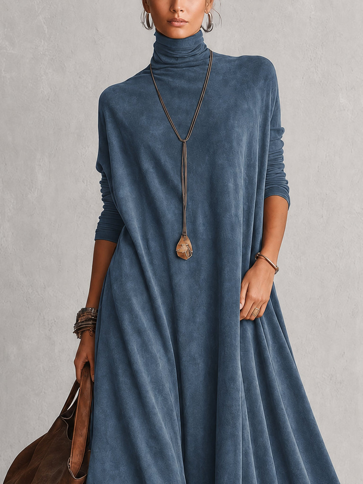 Esme Suede-Feel Lace Hem Maxi Dress