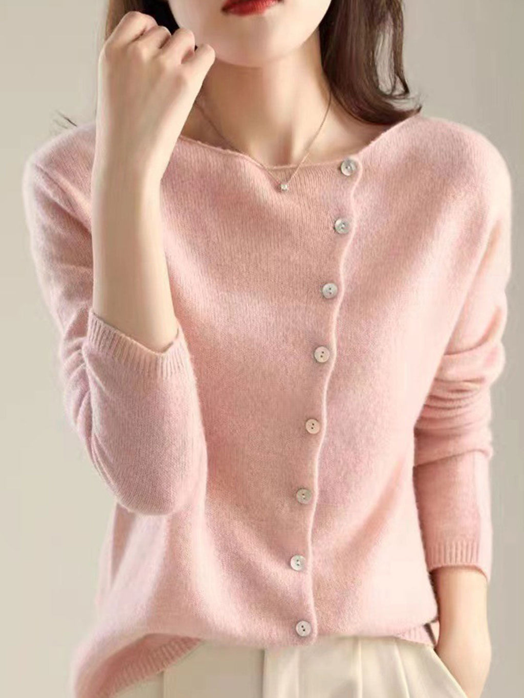 Kayla Classic Crew Neck Cardigan