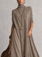 Esme Suede-Feel Lace Hem Maxi Dress