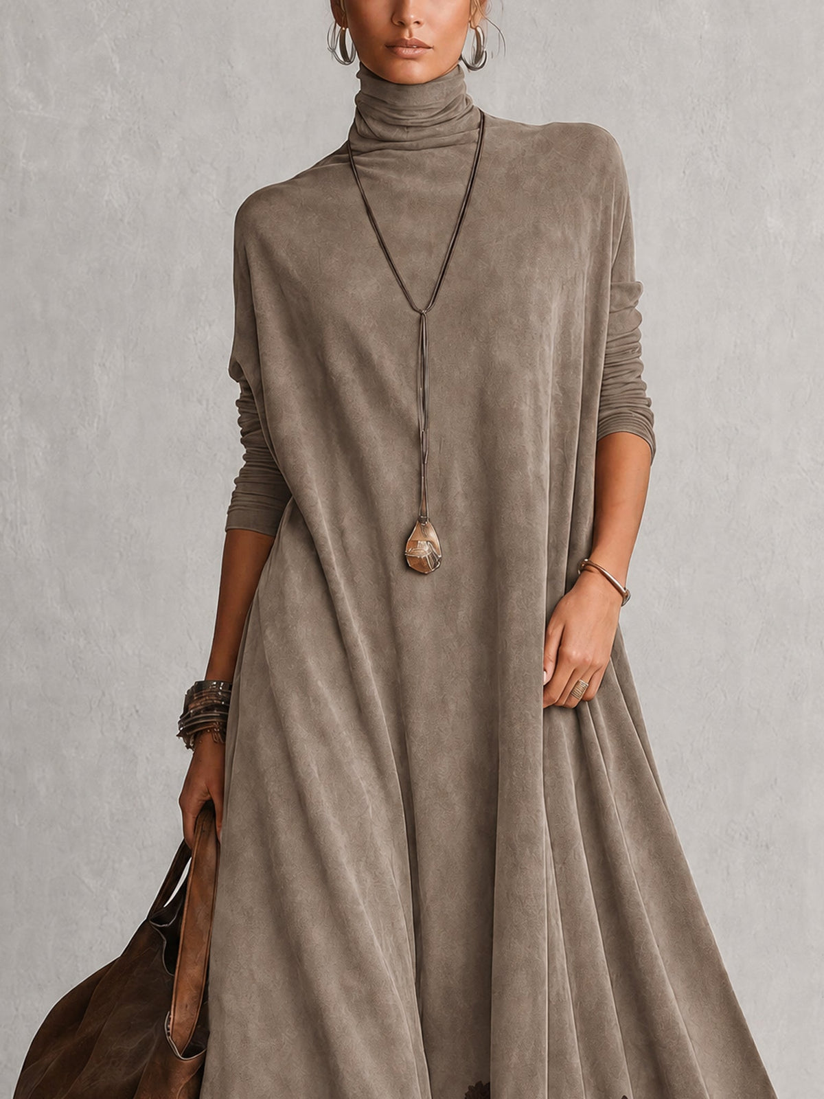 Esme Suede-Feel Lace Hem Maxi Dress