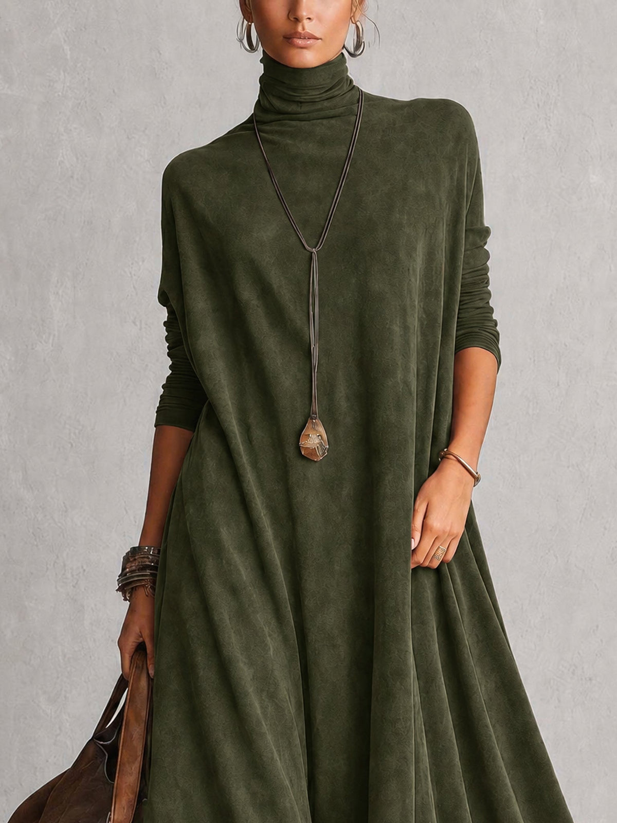 Esme Suede-Feel Lace Hem Maxi Dress