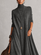 Esme Suede-Feel Lace Hem Maxi Dress