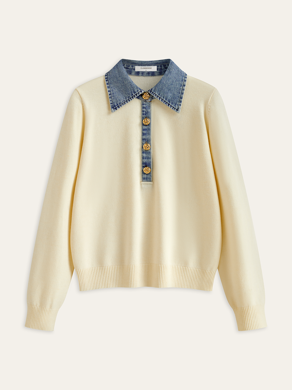Élodie Denim Collar Knit Sweater