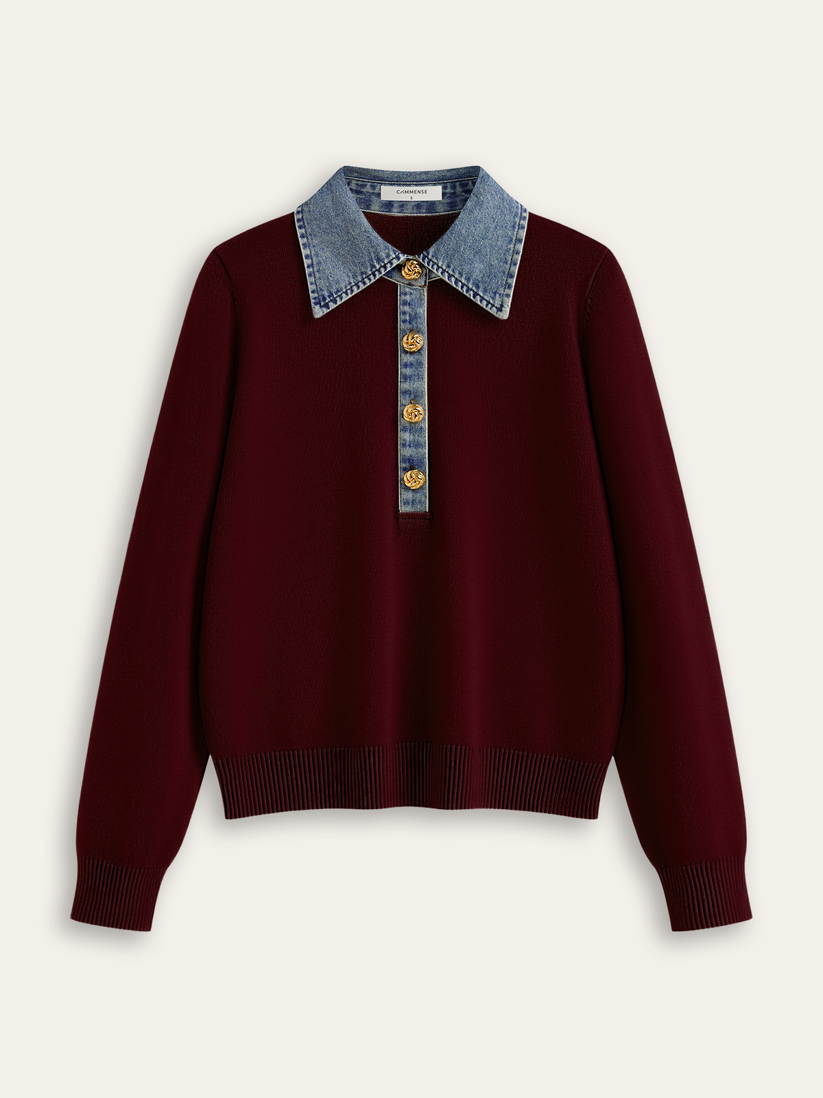 Élodie Denim Collar Knit Sweater