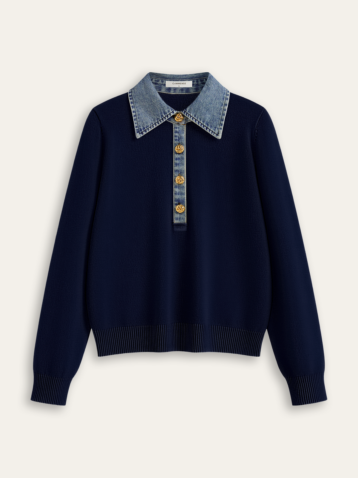 Élodie Denim Collar Knit Sweater