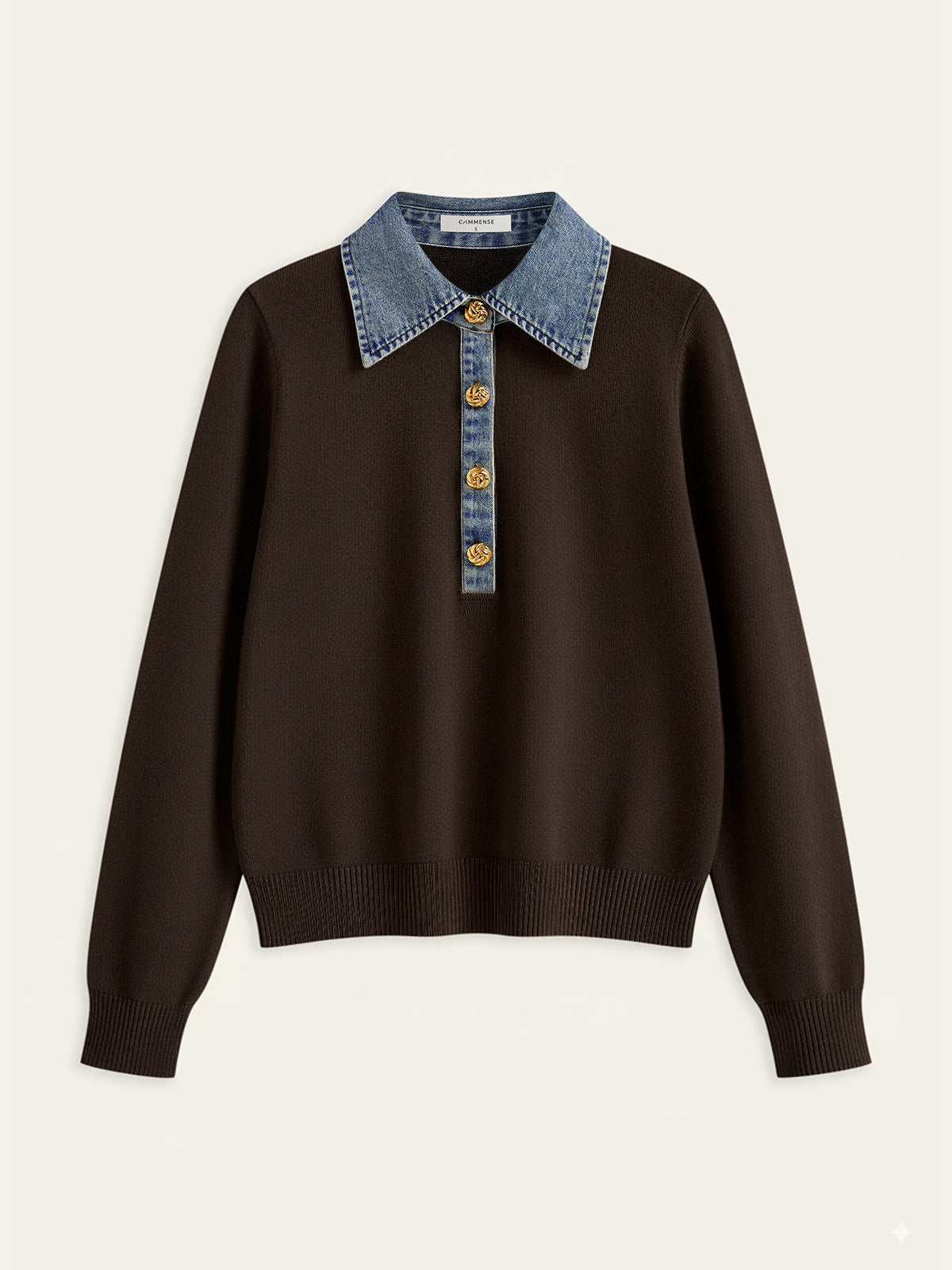 Élodie Denim Collar Knit Sweater