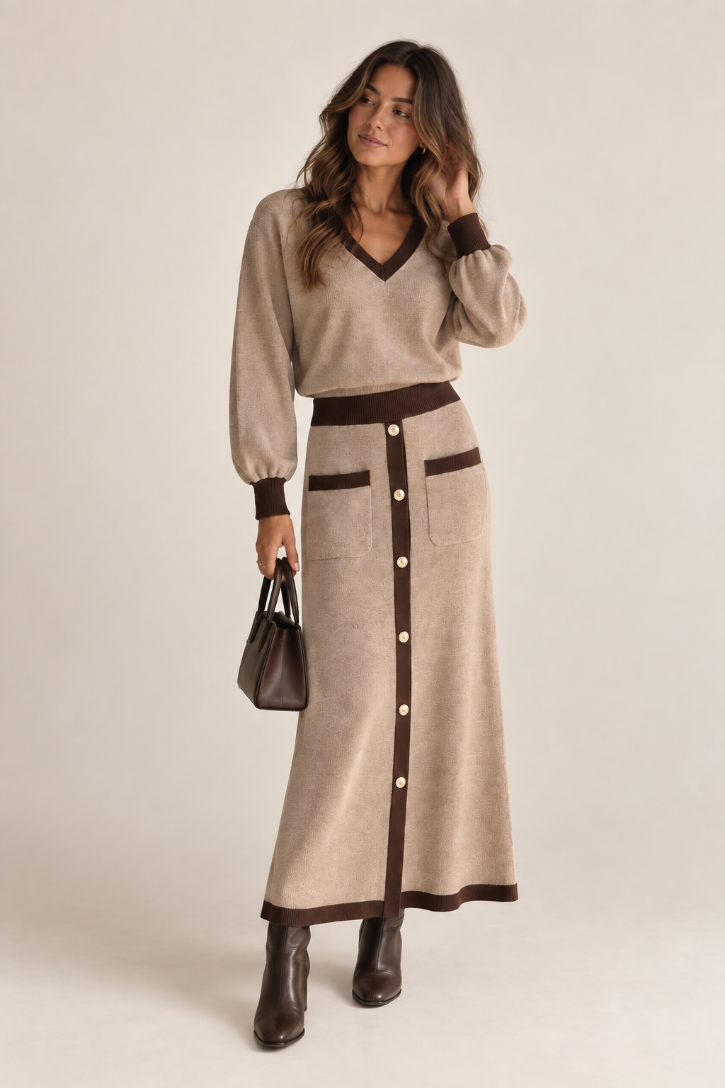 Camille Contrast Knit Set