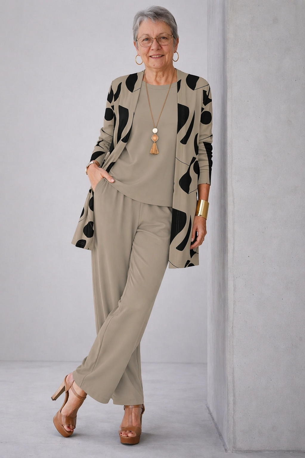 Mabel Printed Cardigan Three-Piece Set