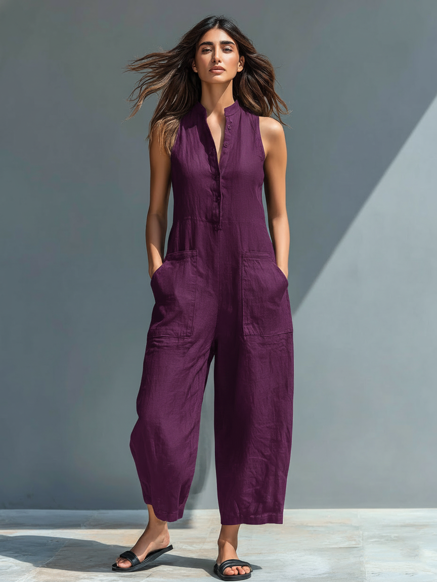 Linnea Linen-Blend Sleeveless Jumpsuit