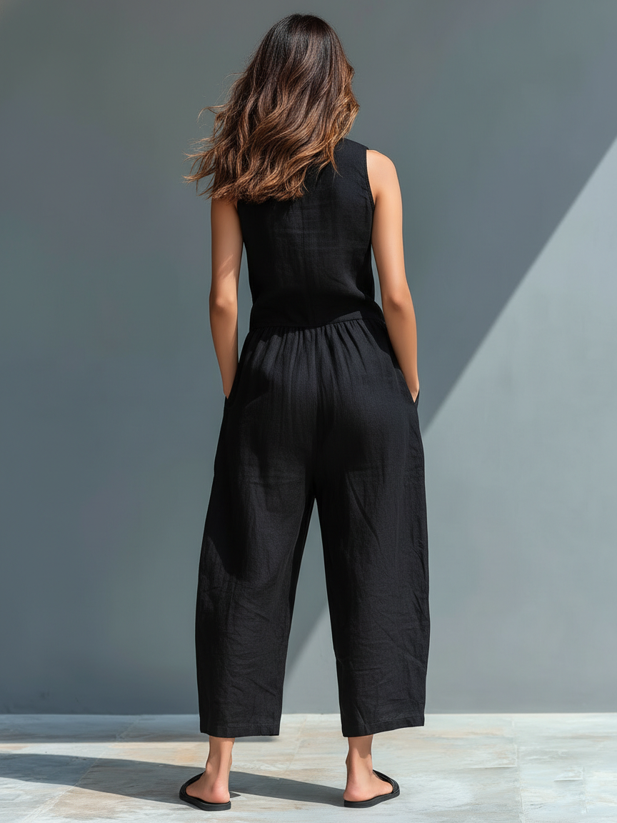 Linnea Linen-Blend Sleeveless Jumpsuit