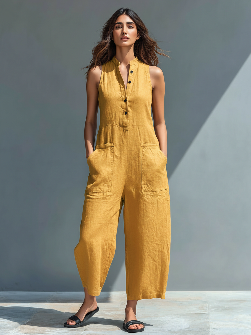 Linnea Linen-Blend Sleeveless Jumpsuit