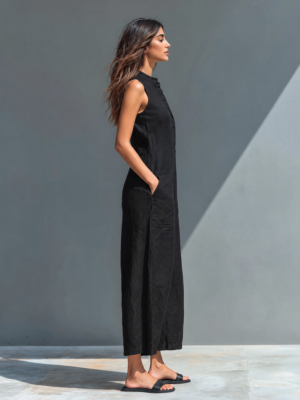 Linnea Linen-Blend Sleeveless Jumpsuit