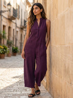 Linnea Linen-Blend Sleeveless Jumpsuit