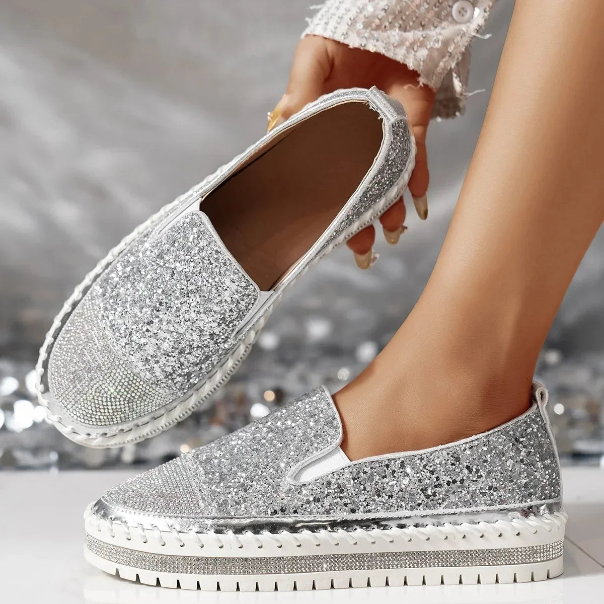Lumi Glitter Platform Slip-On Sneakers