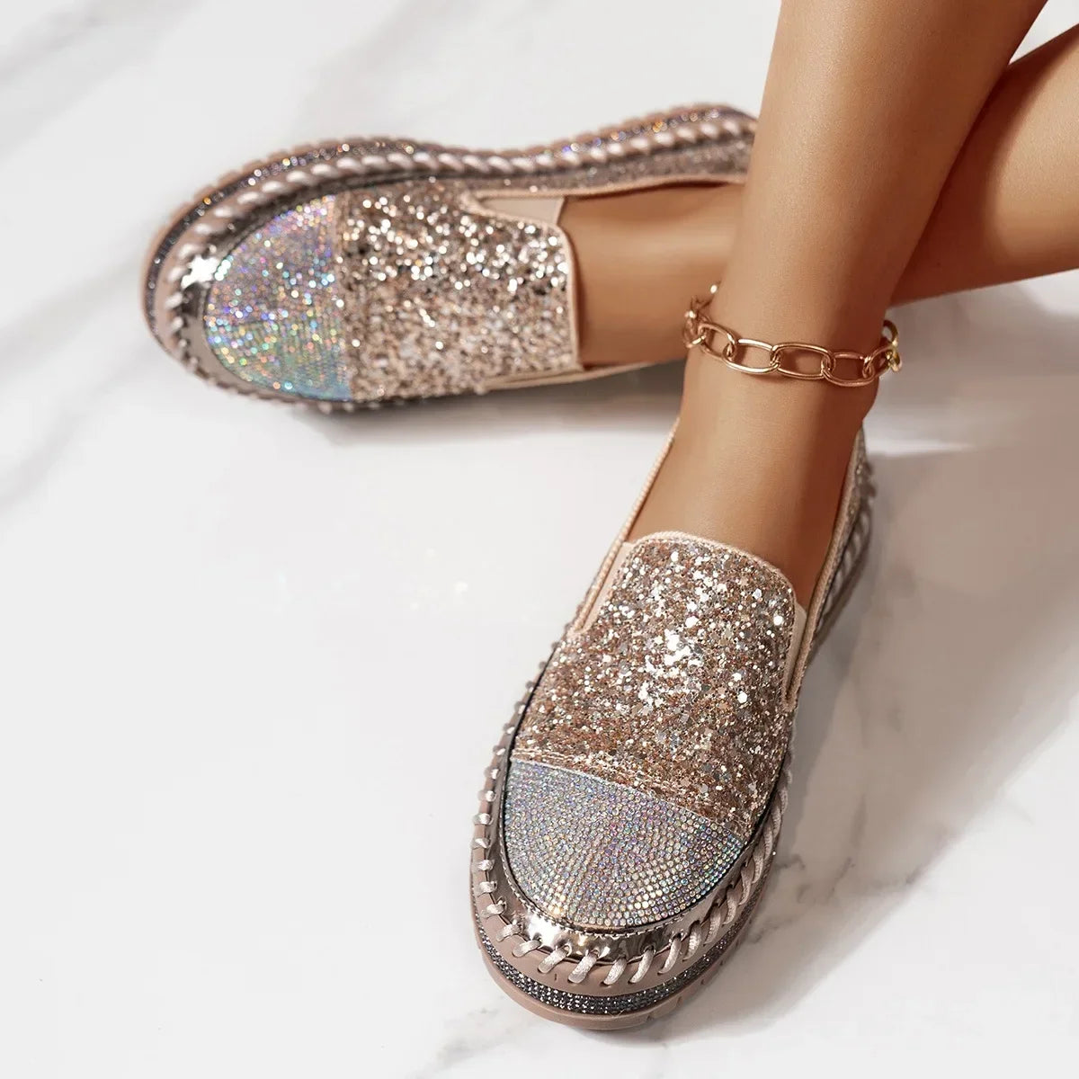 Lumi Glitter Platform Slip-On Sneakers